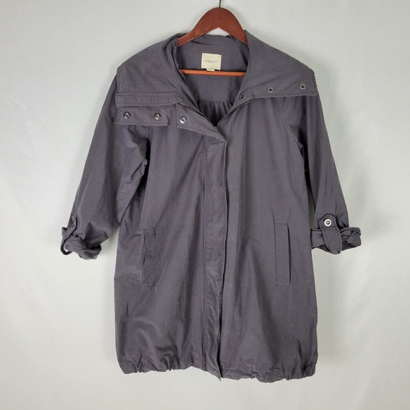G.H. Bass & Co. Jacket Womens Medium Gray Windbreaker‎ Roll Tab Snap Full Zip - Picture 1 of 11